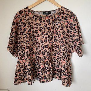 Leopard peplum business casual top